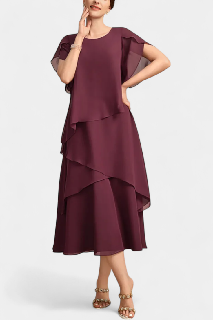 Cornelia - Vestido midi capas de chifón
