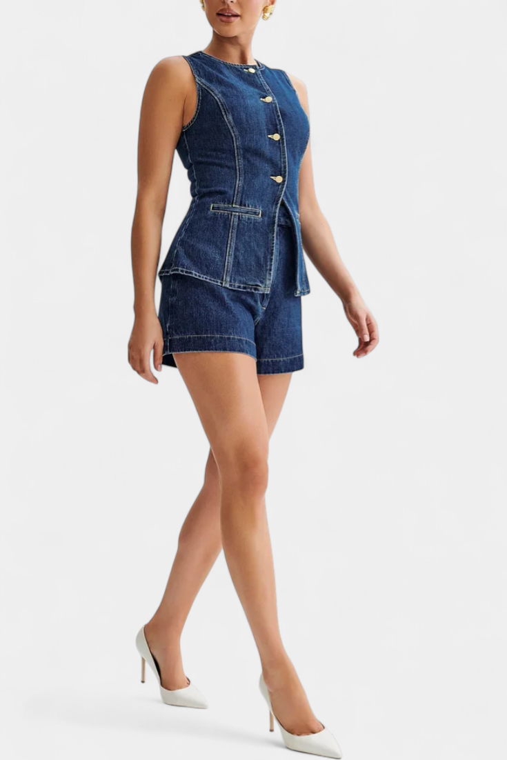 Raya - Conjunto de denim con top peplum