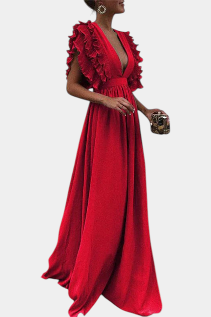 Lucera - Vestido maxi romance con volantes