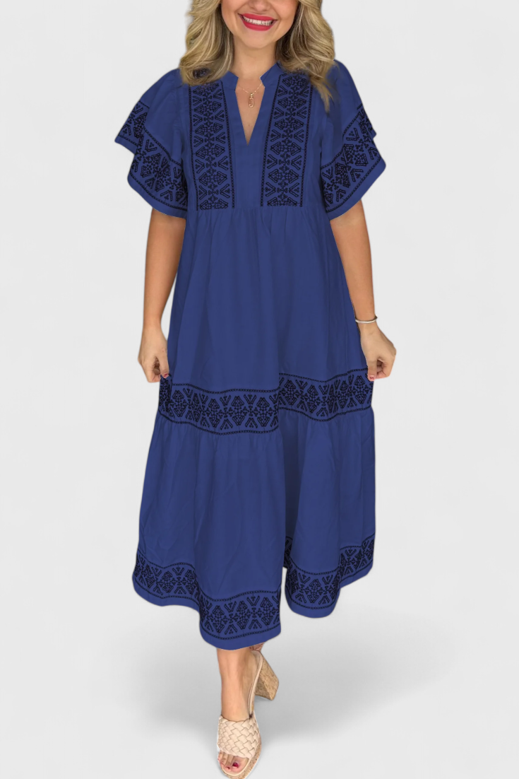 Allona - Vestido midi bordado bohemio