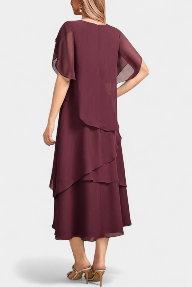 Cornelia - Vestido midi capas de chifón