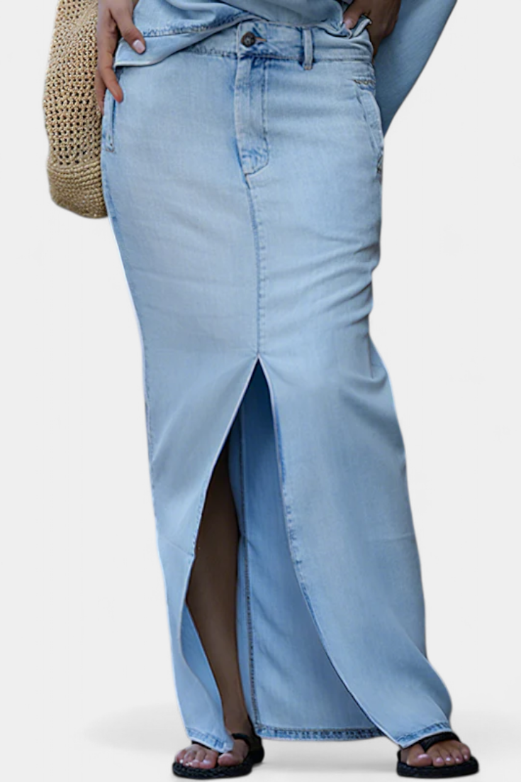 Apolonia - Conjunto de denim con falda maxi