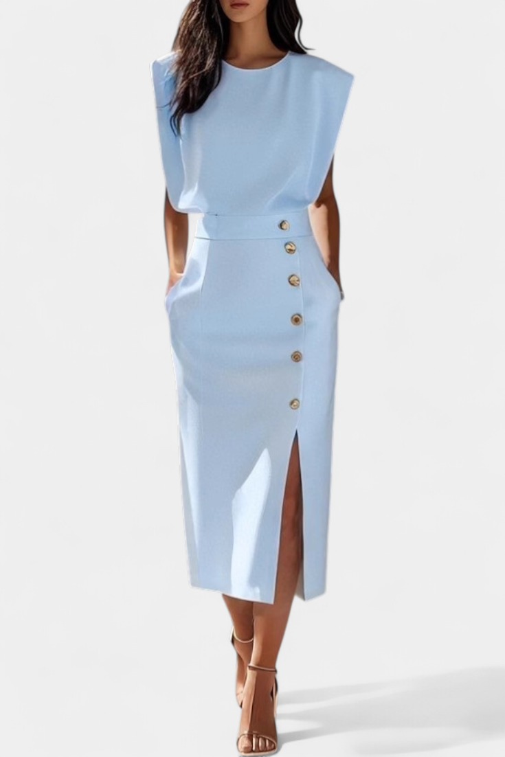 Ceecee - Vestido midi detalles dorados