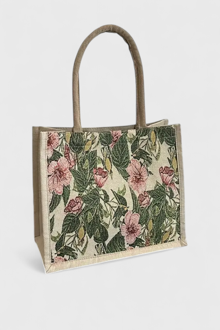 Taila - Bolso de yute con estampado floral
