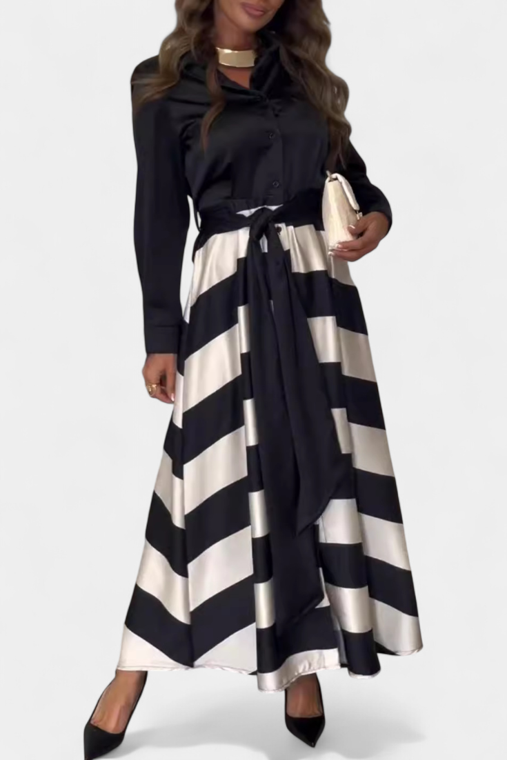 Lorena - Vestido maxi rayas gráficas