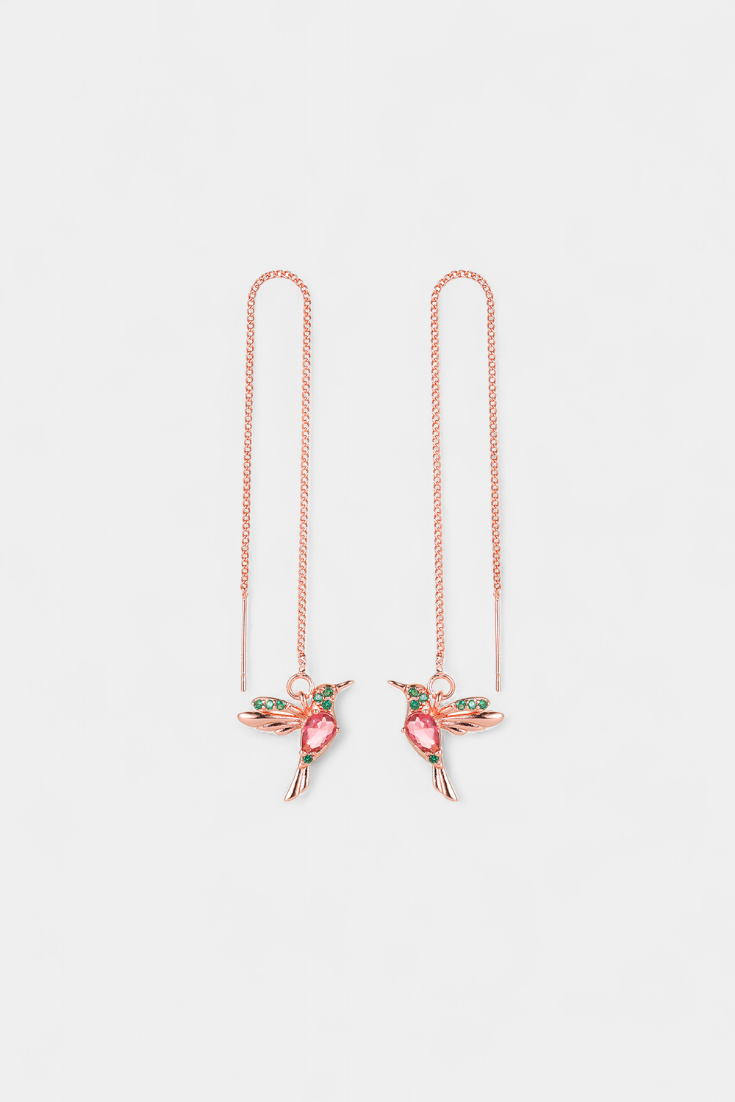 Pendientes de colibrí con cadena