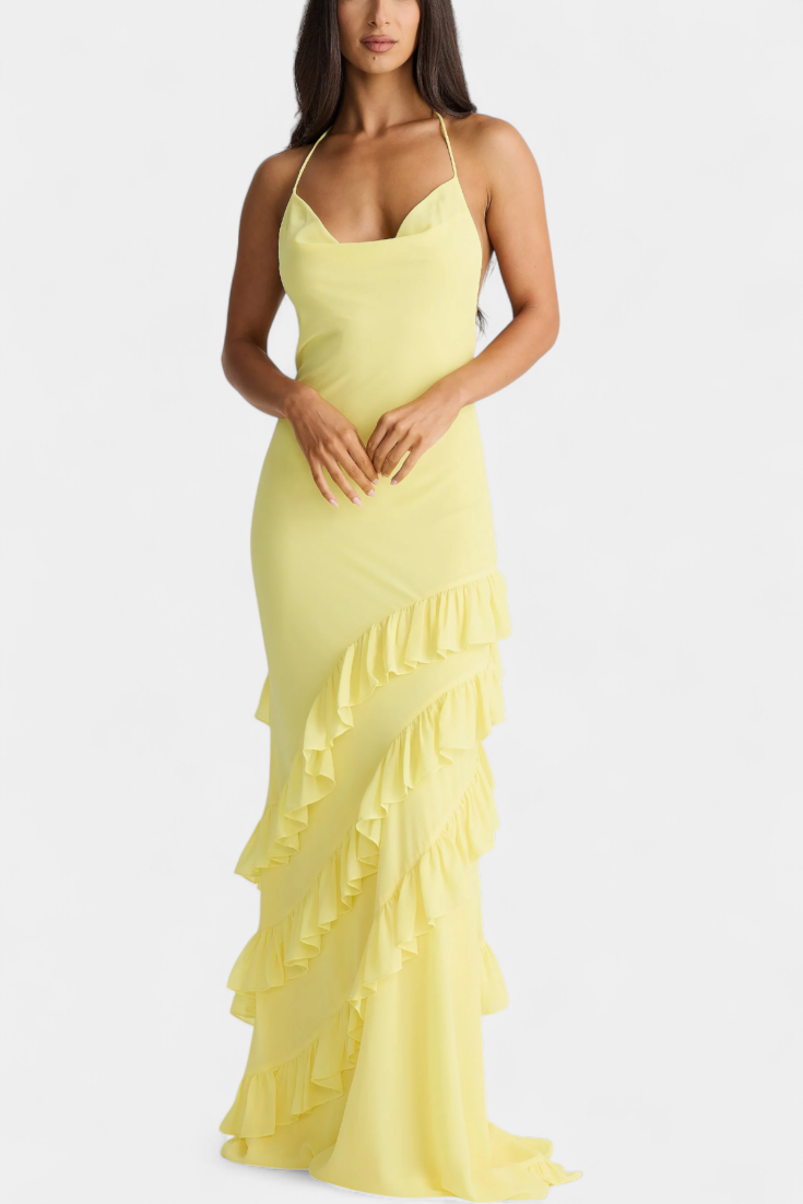 Padeline - Vestido maxi con volantes