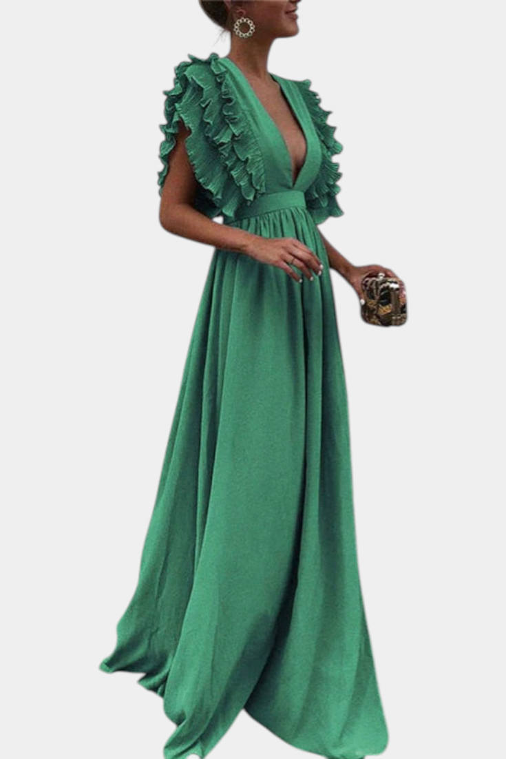 Lucera - Vestido maxi romance con volantes