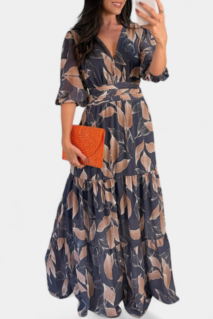 Aísha - Vestido maxi hojas de otoño