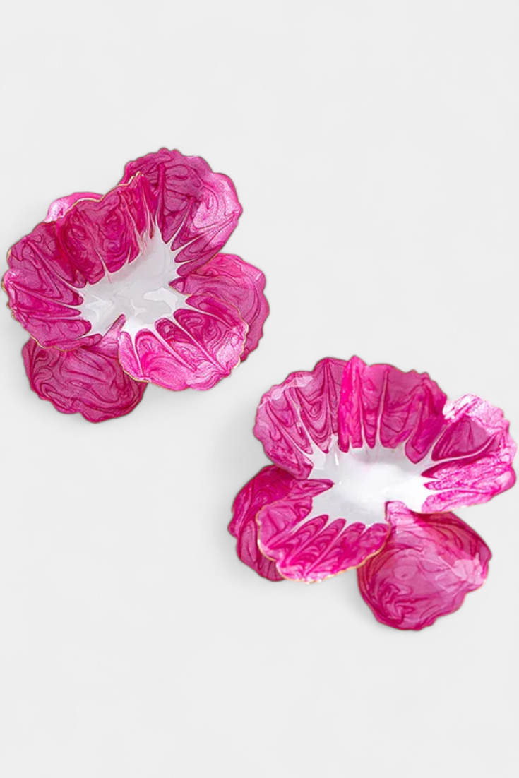 Fiore - Pendientes de flores con acabado marmolado