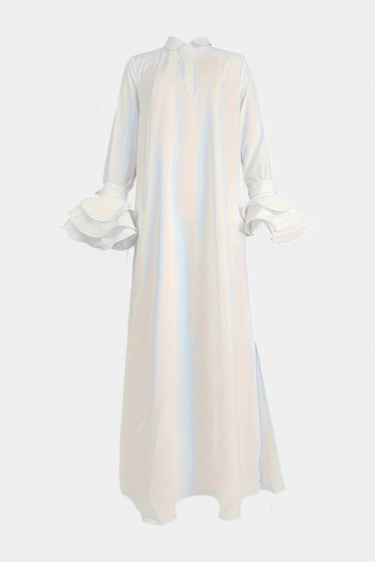 Ramona - Vestido camisero maxi elegancia con volantes