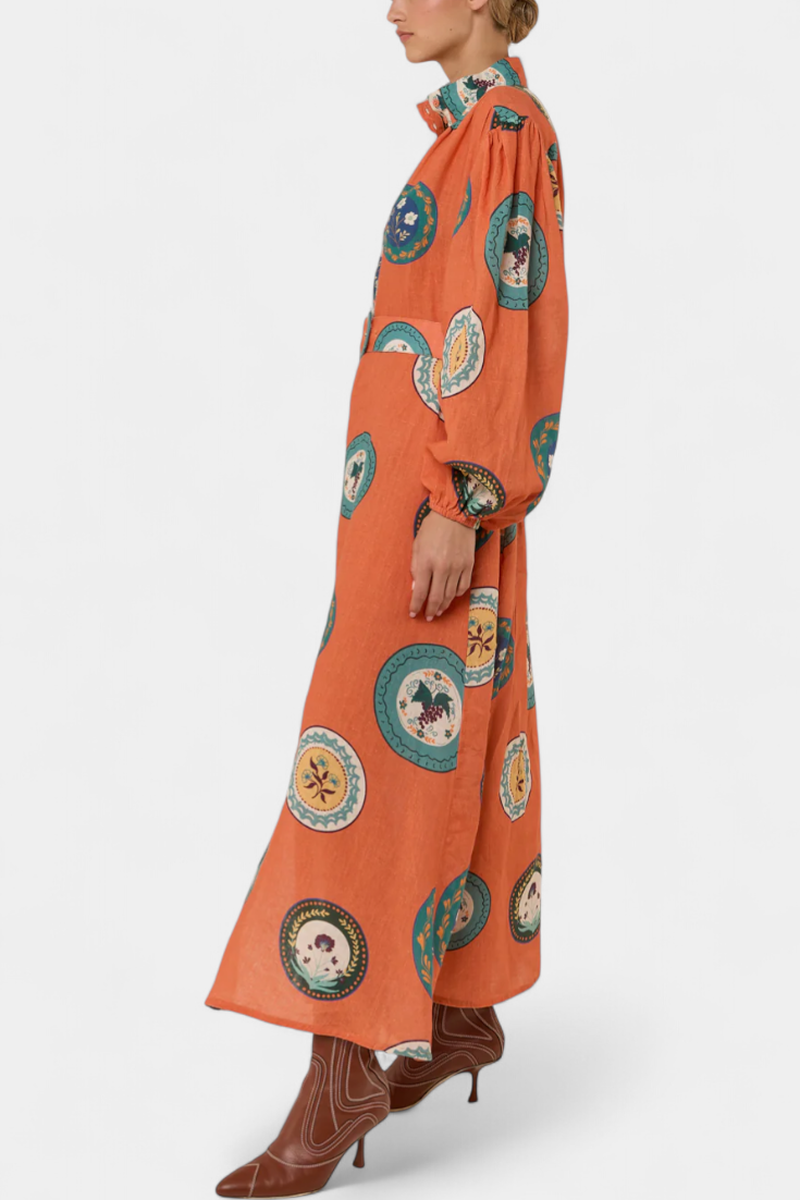 Sibley - Vestido camisero maxi estampado folclórico