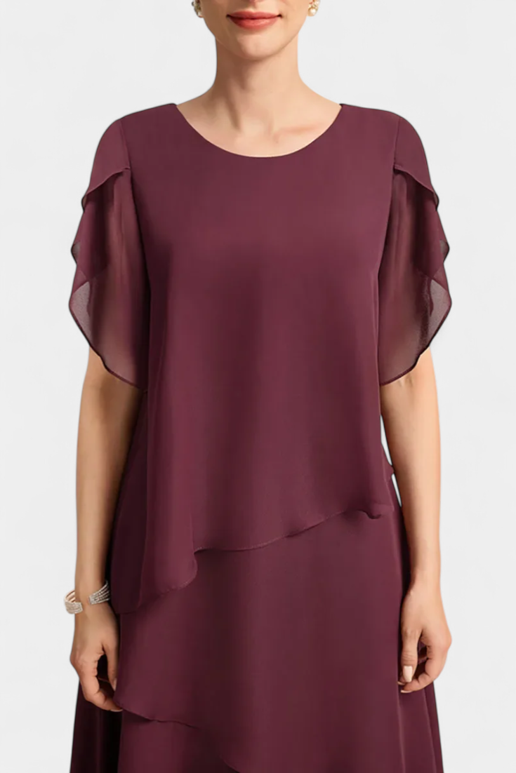 Cornelia - Vestido midi capas de chifón