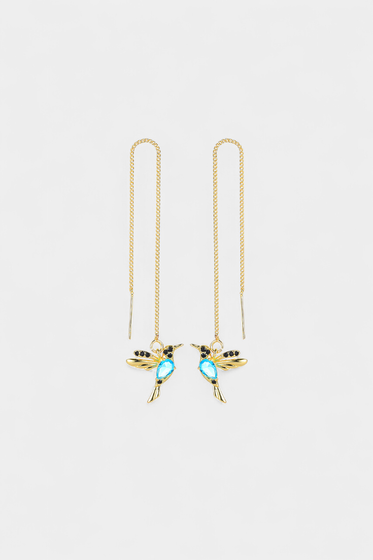 Pendientes de colibrí con cadena
