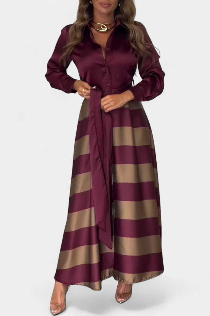 Lorena - Vestido maxi rayas gráficas