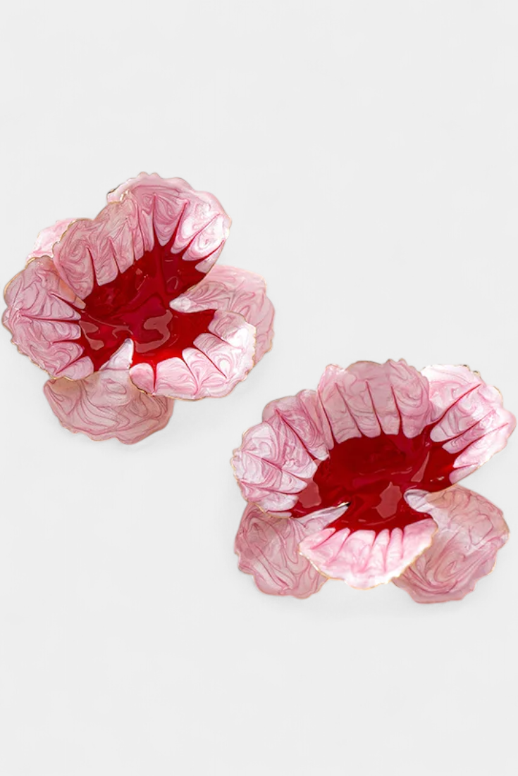 Fiore - Pendientes de flores con acabado marmolado