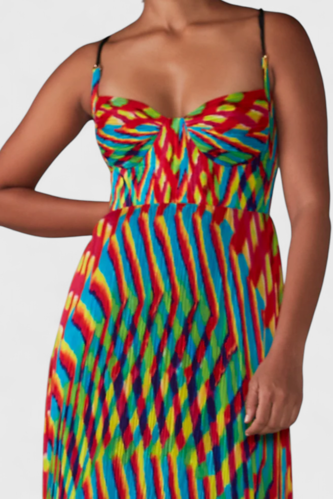 Janis - Vestido maxi plisado y colorido