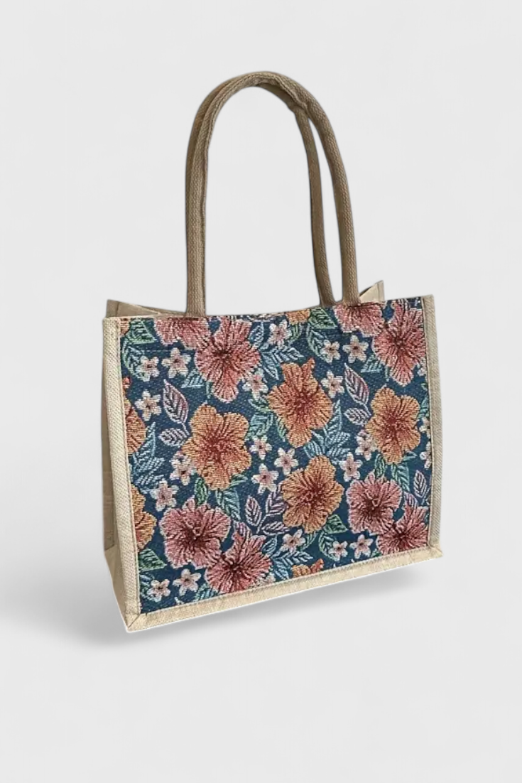 Taila - Bolso de yute con estampado floral