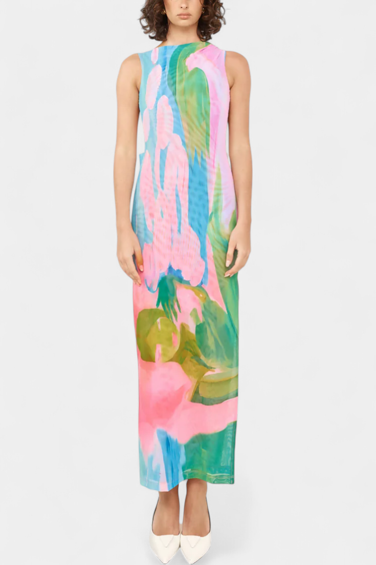 Luella - Vestido maxi acuarela abstracta