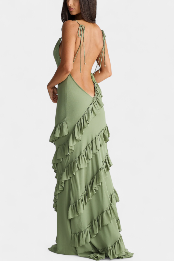 Padeline - Vestido maxi con volantes