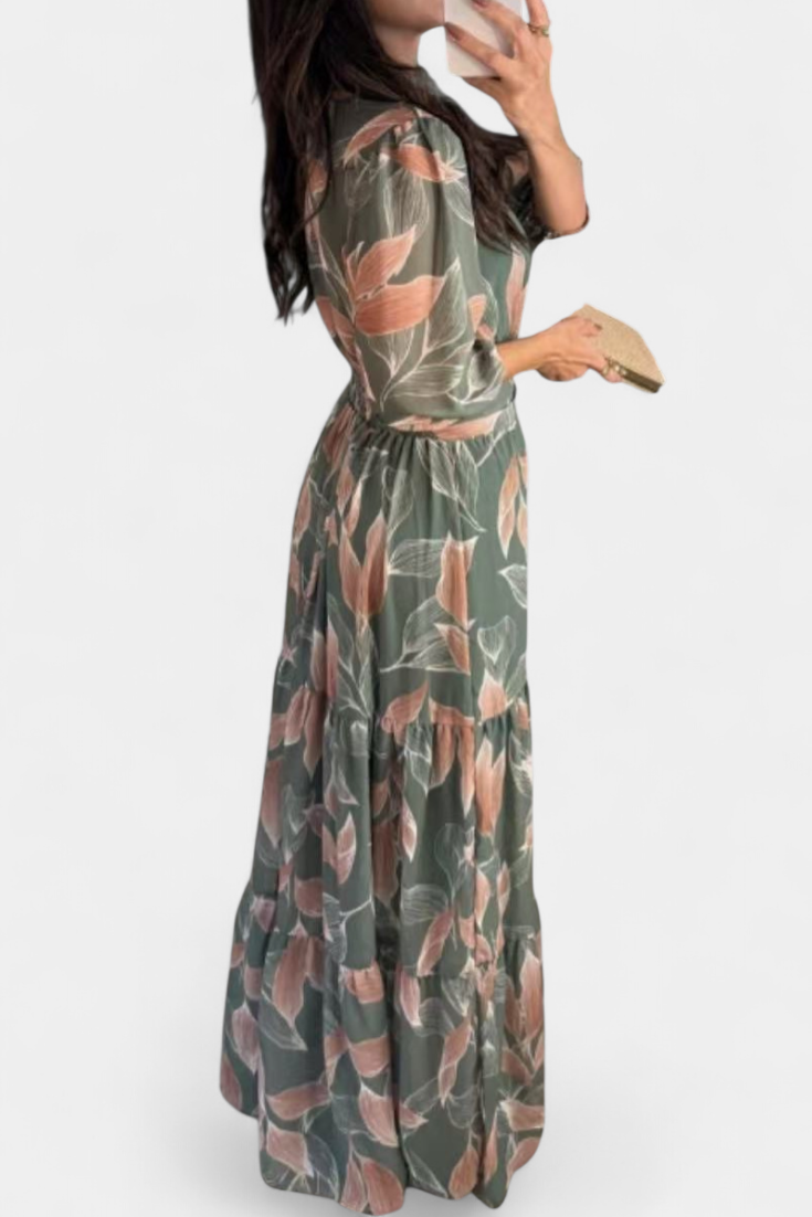 Aísha - Vestido maxi hojas de otoño