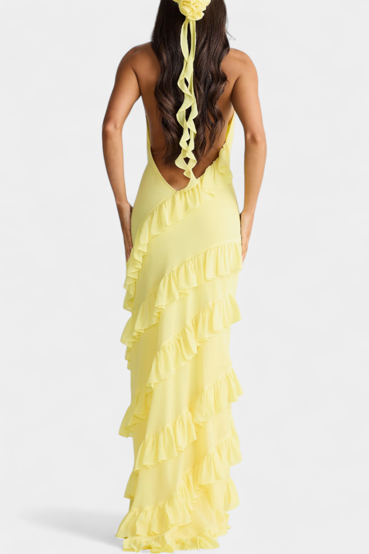 Padeline - Vestido maxi con volantes
