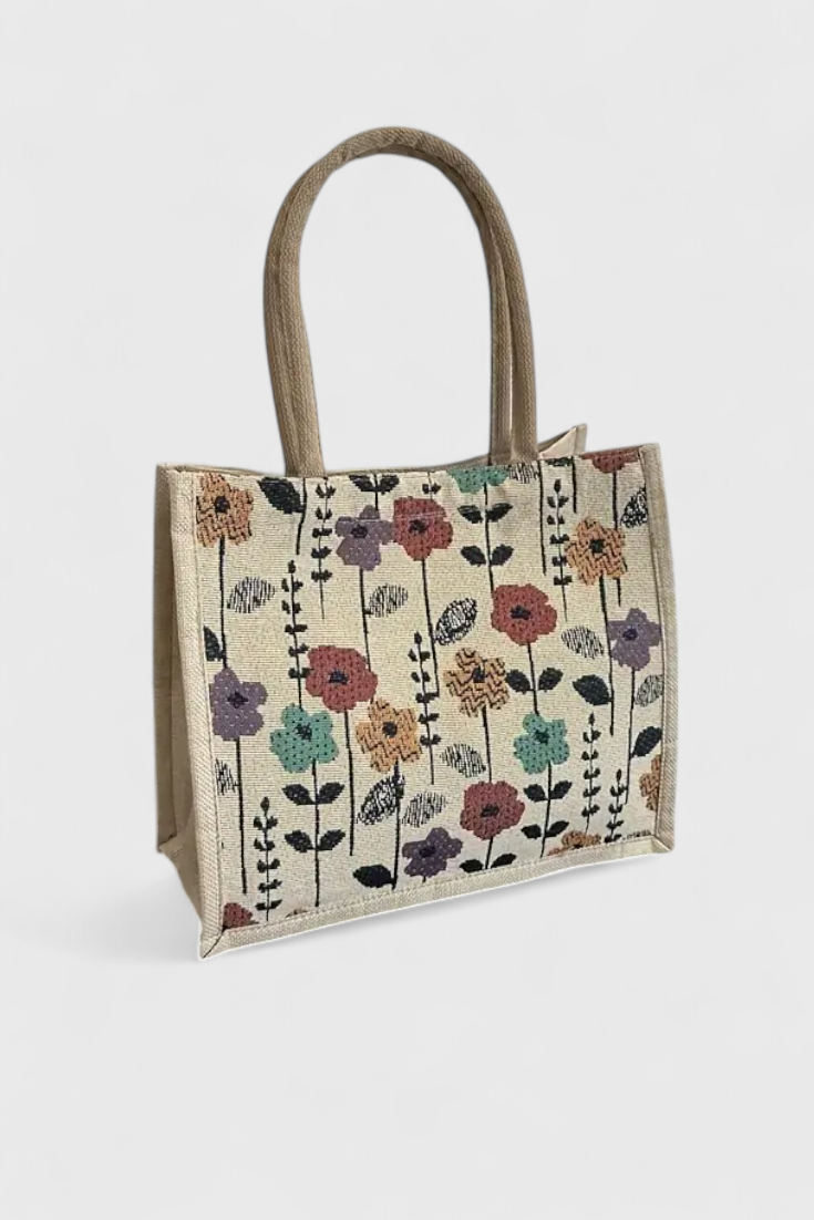 Taila - Bolso de yute con estampado floral