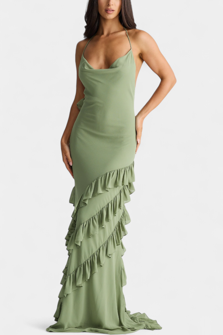 Padeline - Vestido maxi con volantes