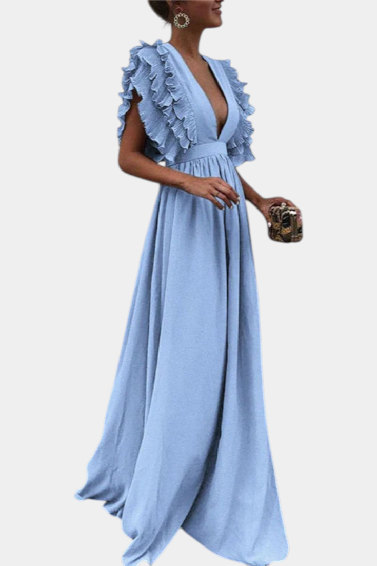 Lucera - Vestido maxi romance con volantes