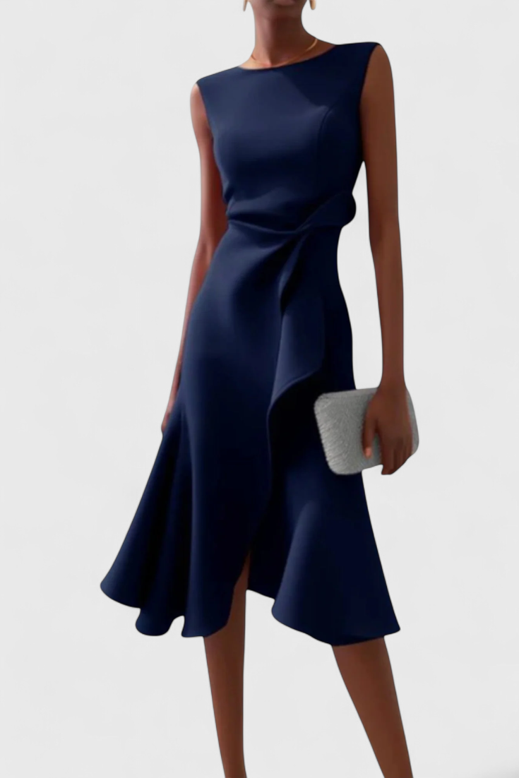 Claudia - Vestido midi drapeado y elegante
