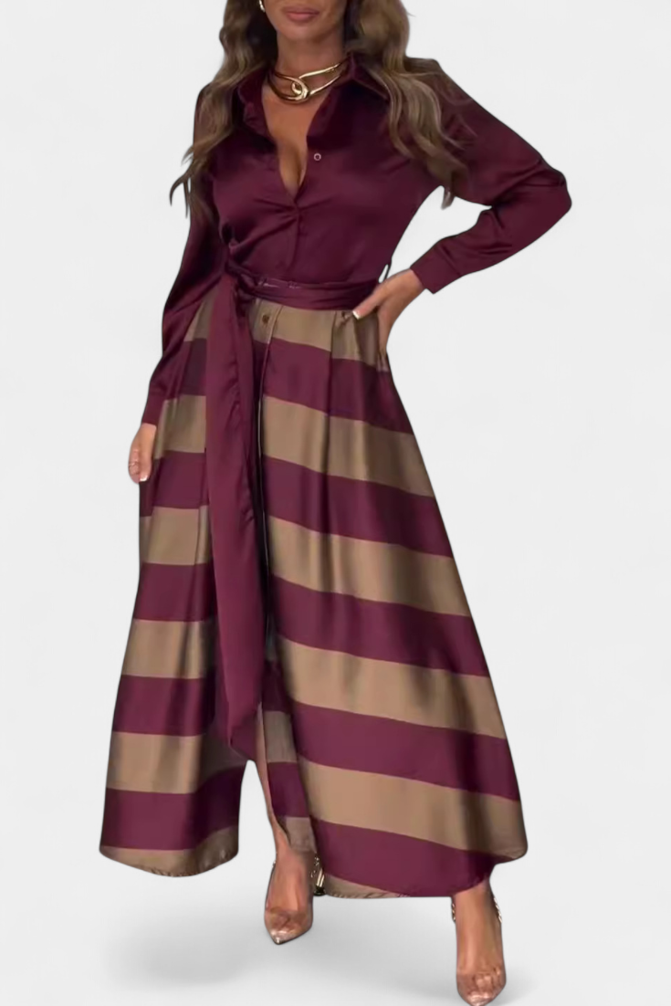 Lorena - Vestido maxi rayas gráficas