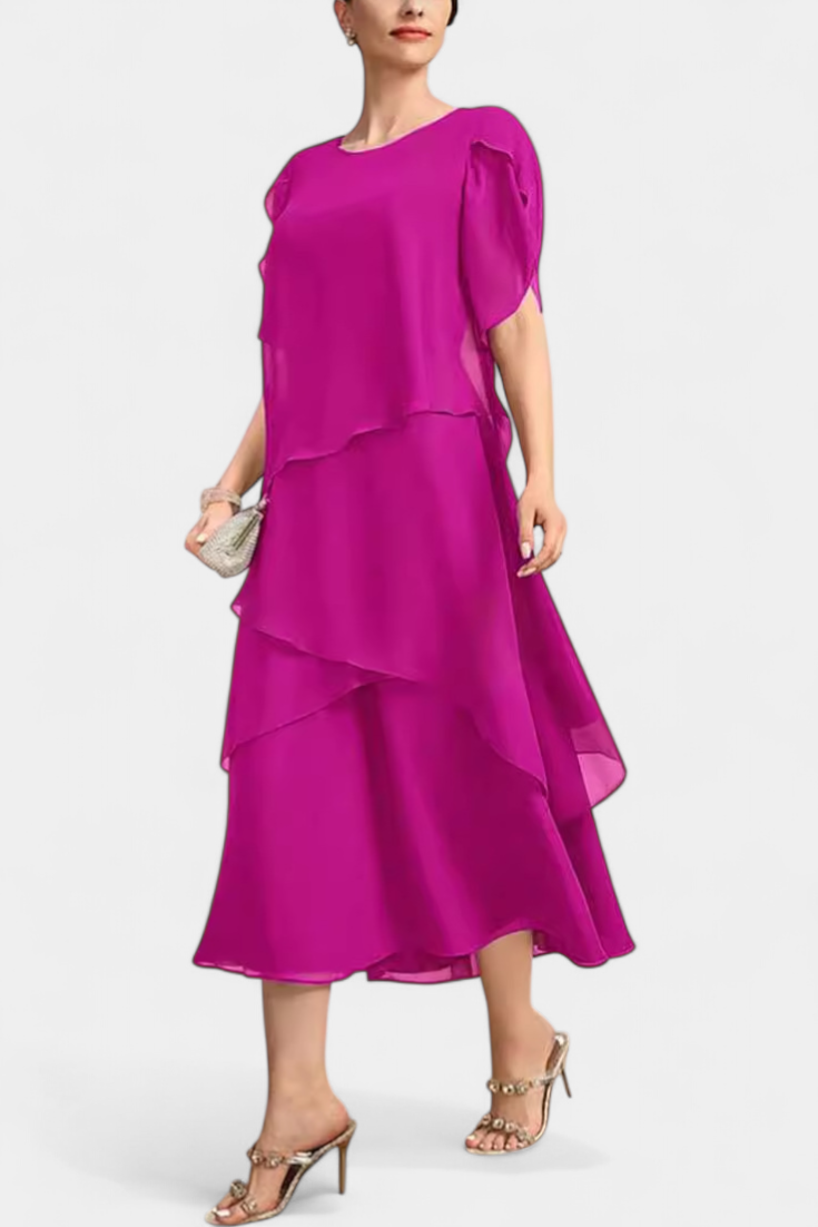 Cornelia - Vestido midi capas de chifón