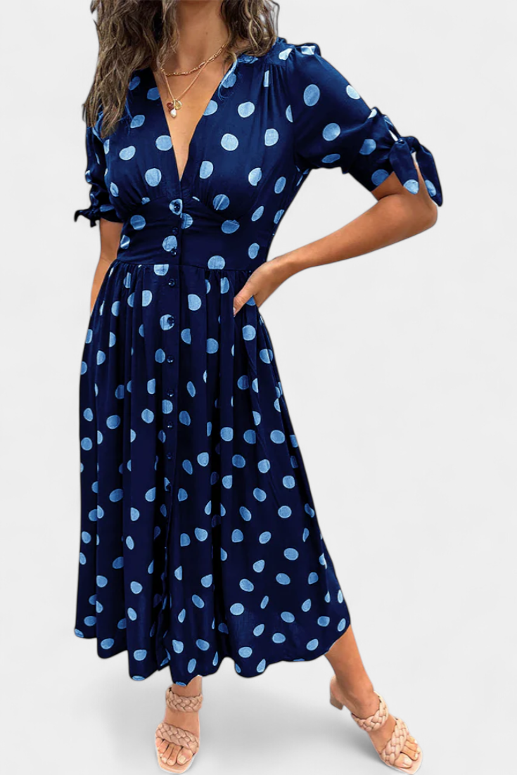 Lizzie - Vestido midi lunares de verano