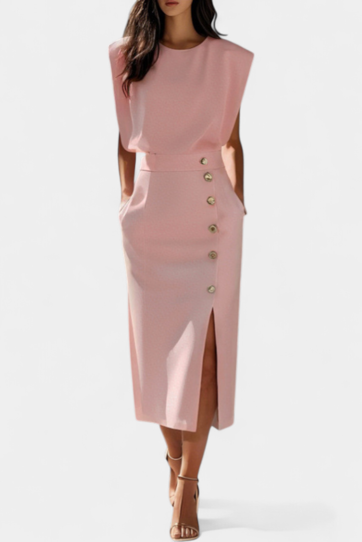 Ceecee - Vestido midi detalles dorados
