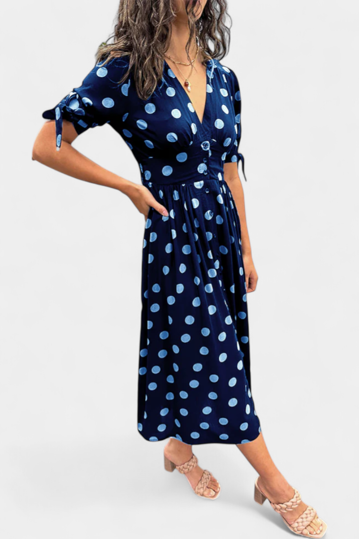 Lizzie - Vestido midi lunares de verano