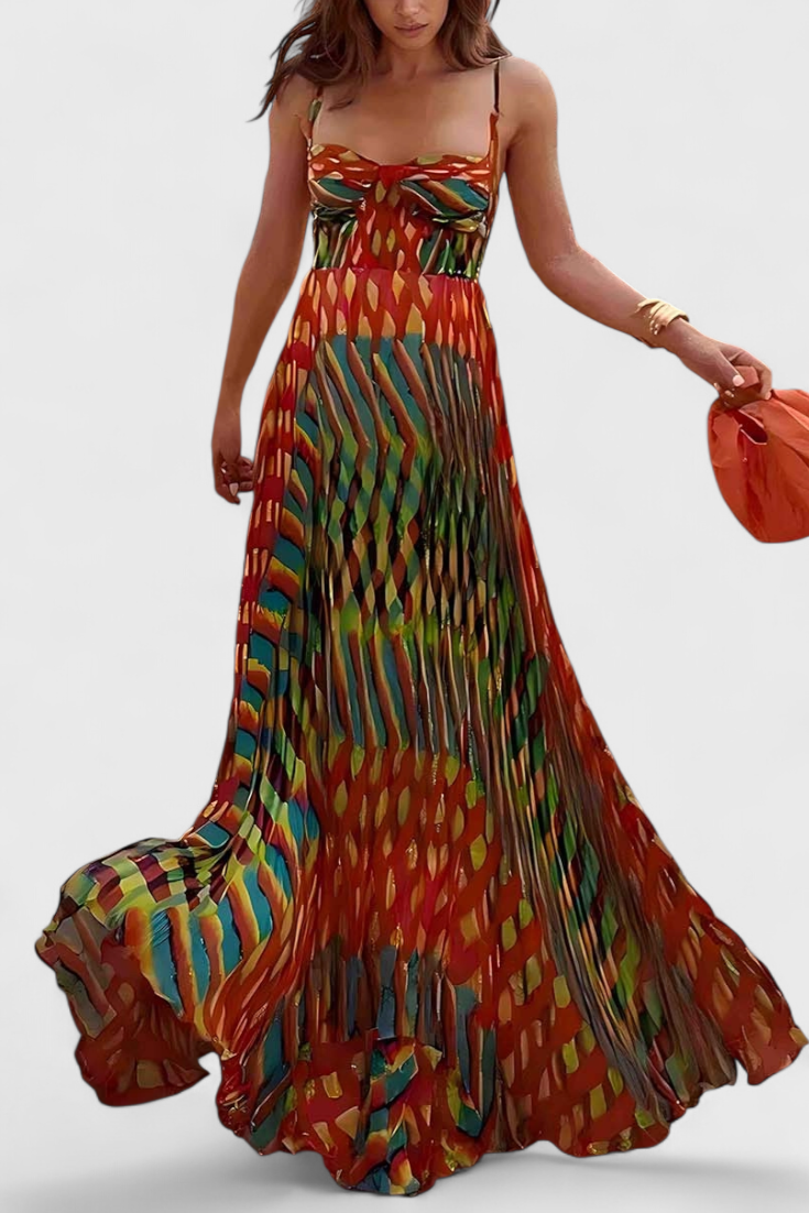 Janis - Vestido maxi plisado y colorido