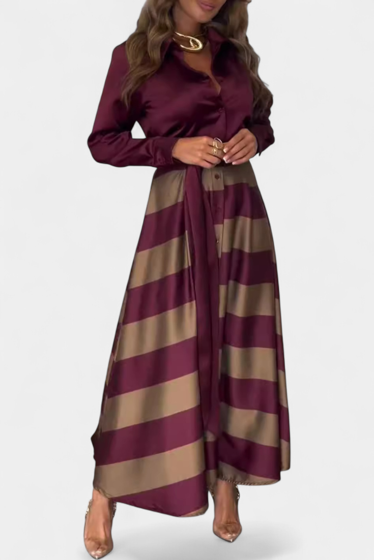 Lorena - Vestido maxi rayas gráficas