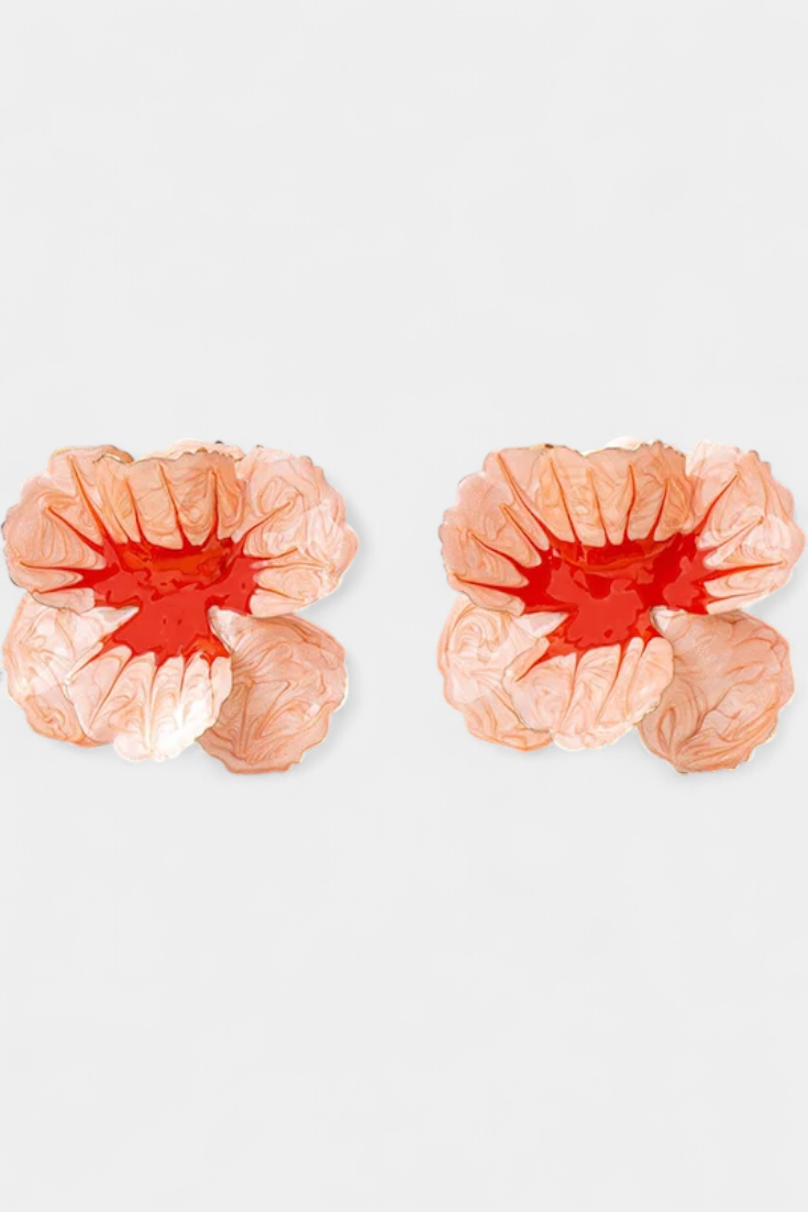 Fiore - Pendientes de flores con acabado marmolado