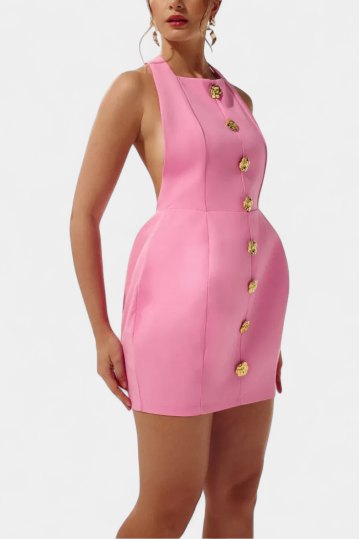 Yvonne - Mini vestido botones de lujo