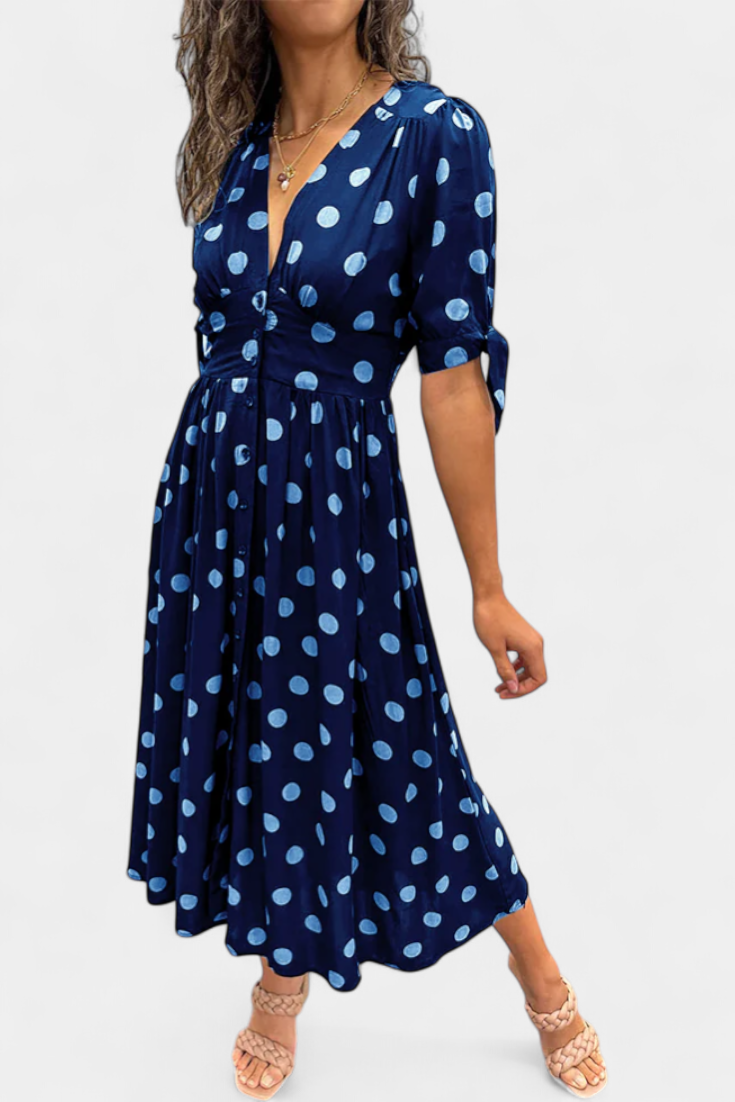 Lizzie - Vestido midi lunares de verano