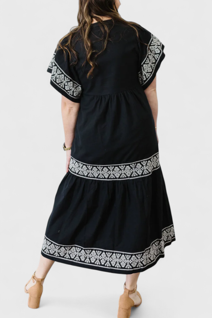 Allona - Vestido midi bordado bohemio