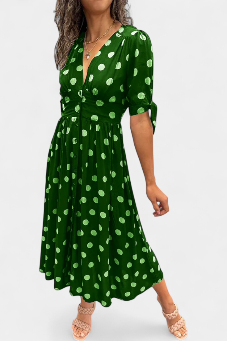 Lizzie - Vestido midi lunares de verano