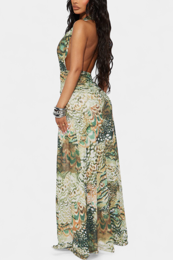 Zephyra - Vestido maxi estampado con abertura