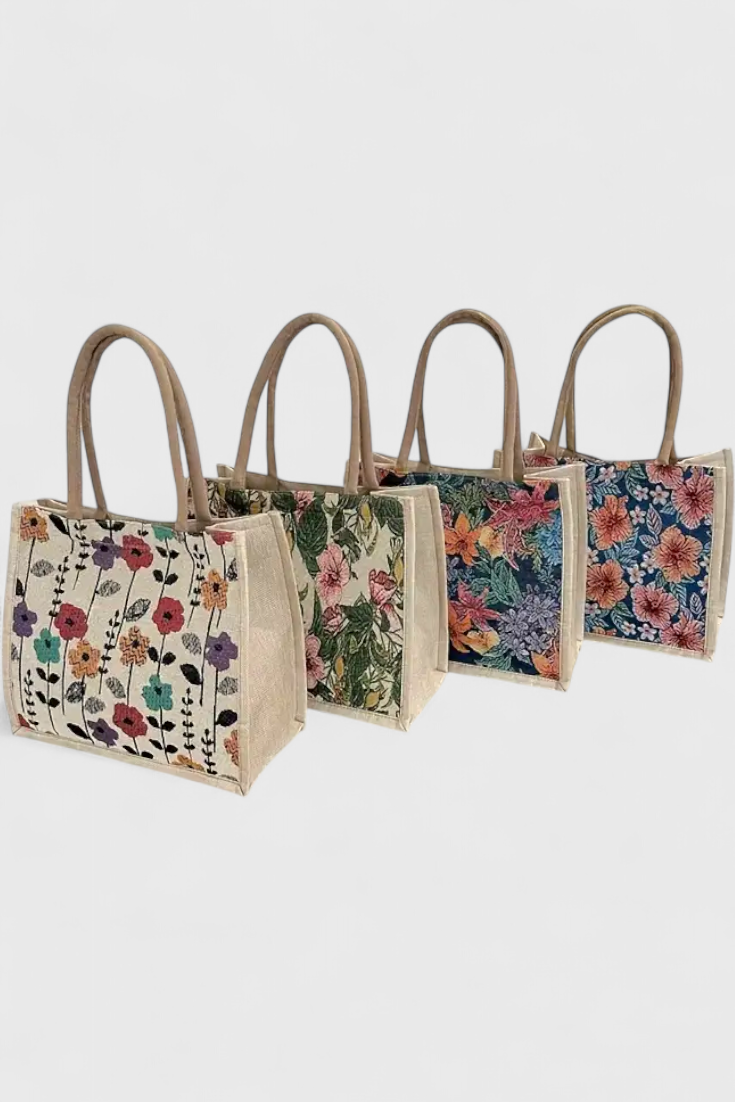 Taila - Bolso de yute con estampado floral
