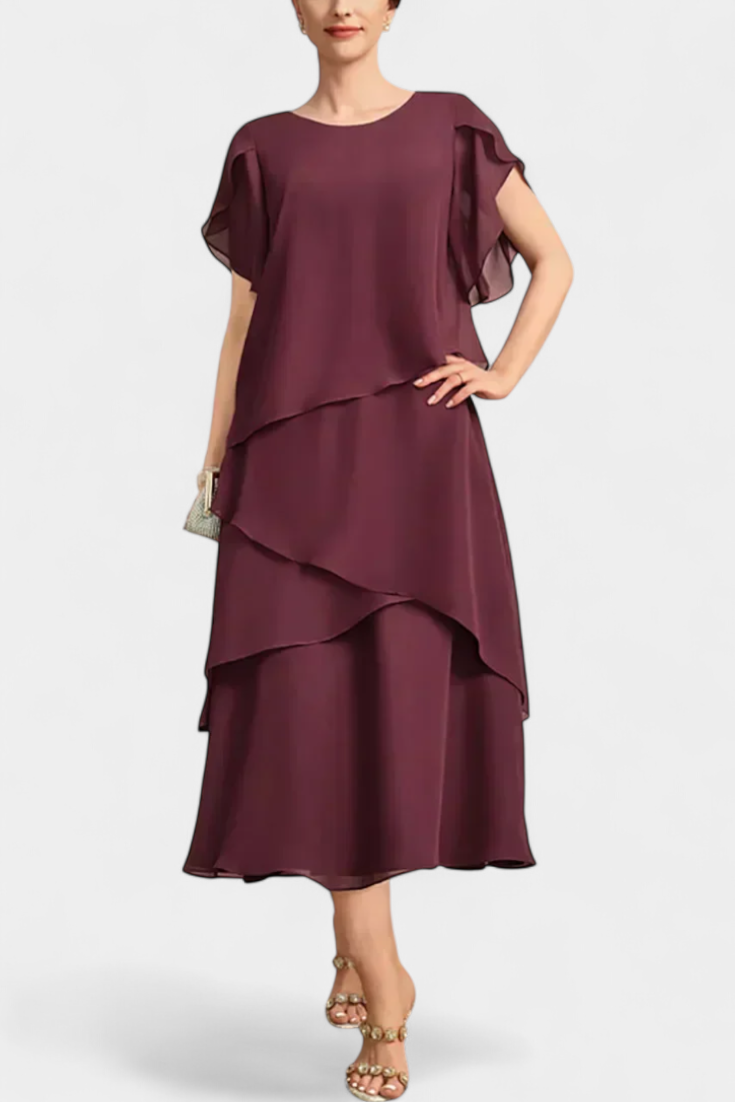 Cornelia - Vestido midi capas de chifón