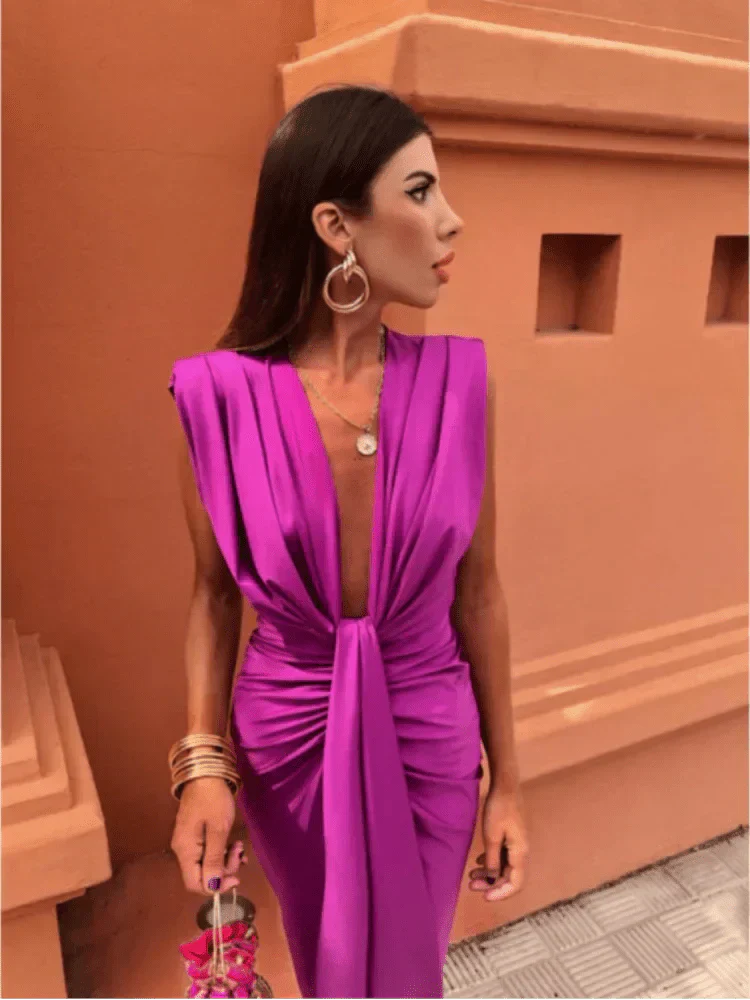 Lara - Vestido maxi satén glamuroso