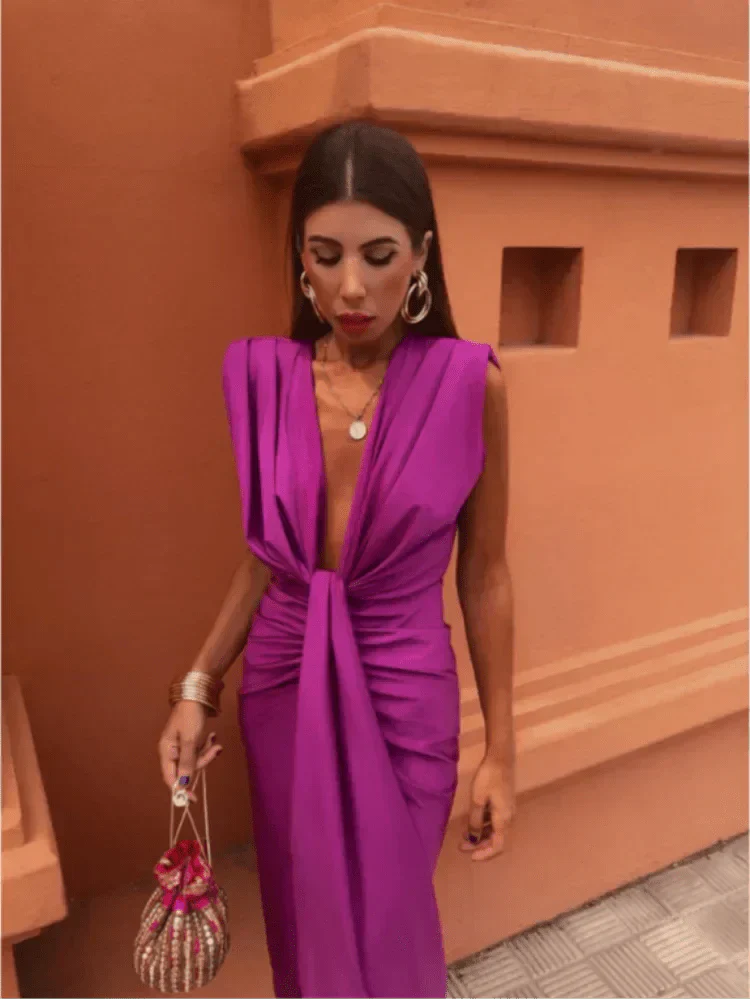 Lara - Vestido maxi satén glamuroso