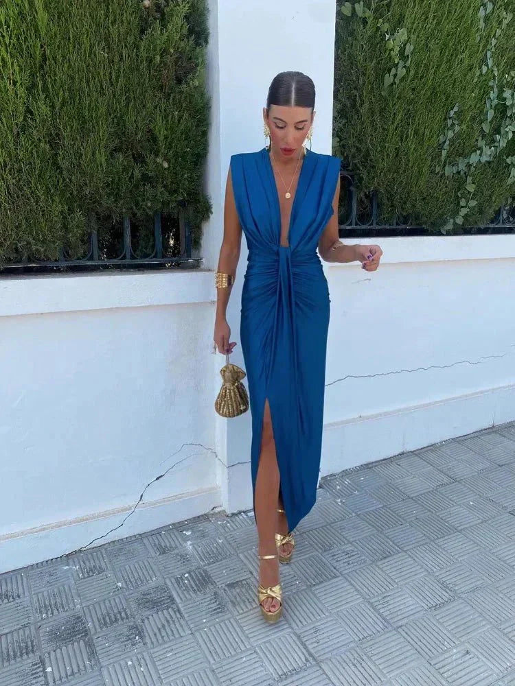 Lara - Vestido maxi satén glamuroso
