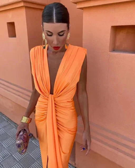 Lara - Vestido maxi satén glamuroso