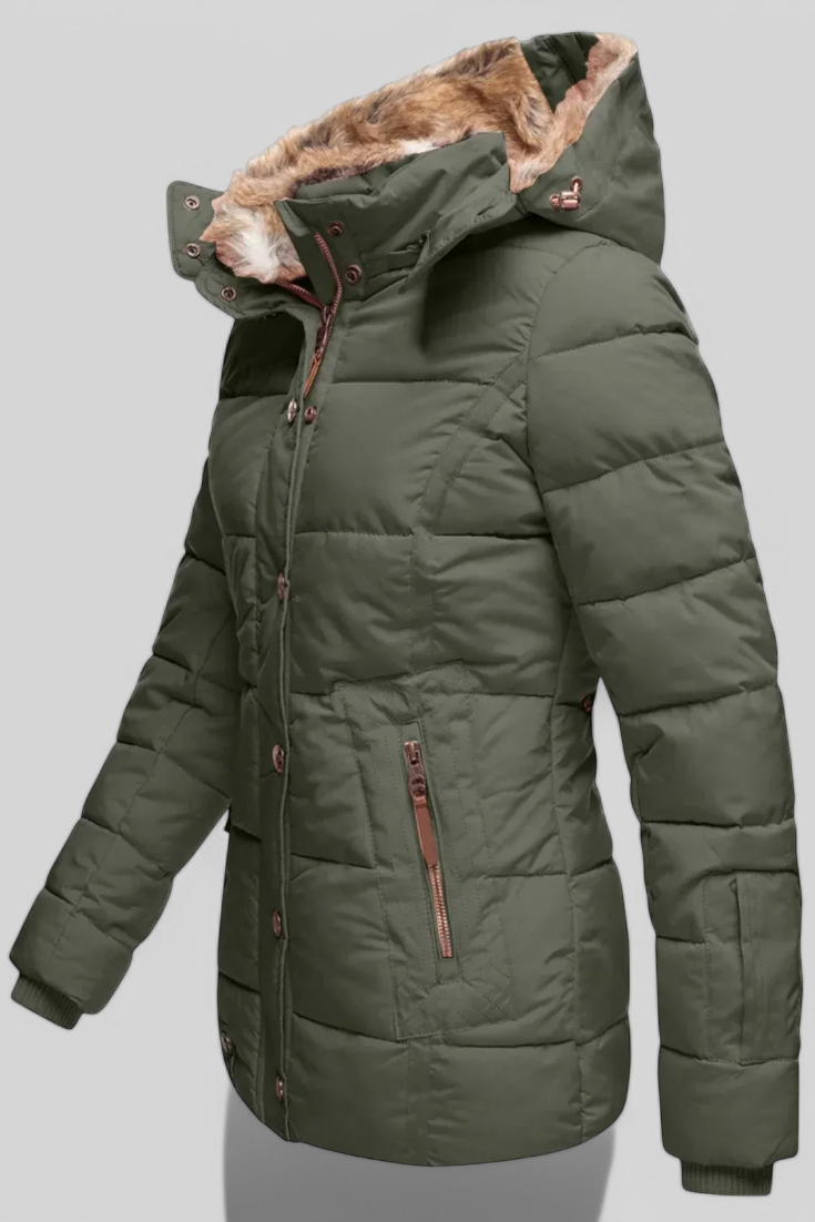 Evelyn - Chaqueta puffer con forro y pelo sintético